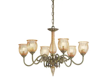 AMANDA 227/6 - Antique Brass chandelier with camber crackle glass by Possoni Illuminazione - view 2
